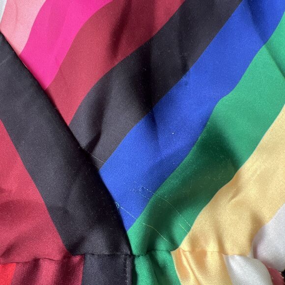 Alice Olivia Midi Dress Womens 8 Rainbow Stripe Tie Dyanna Wrap Festival Y2K - Picture 11 of 12